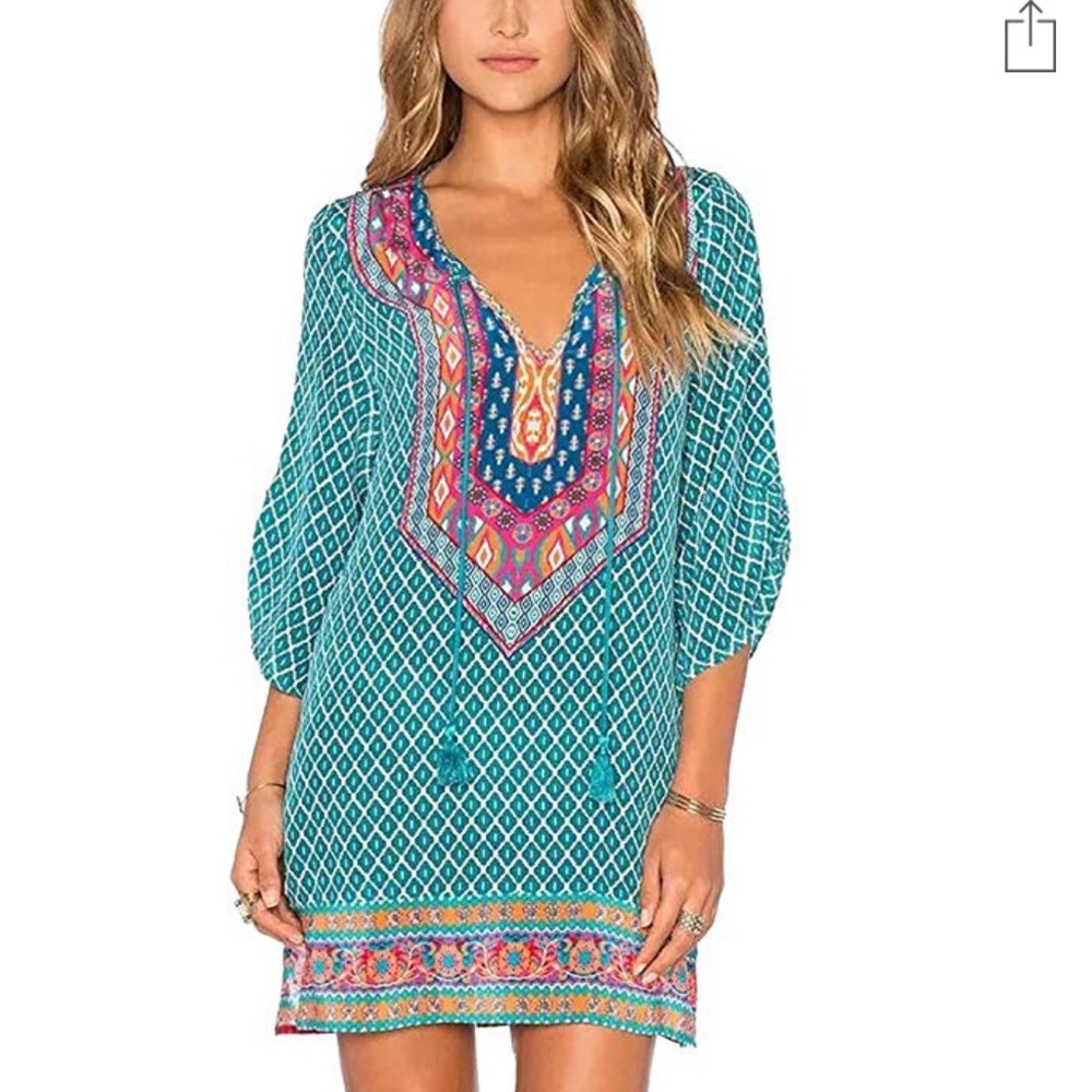 Bohemian printed summer shift dress